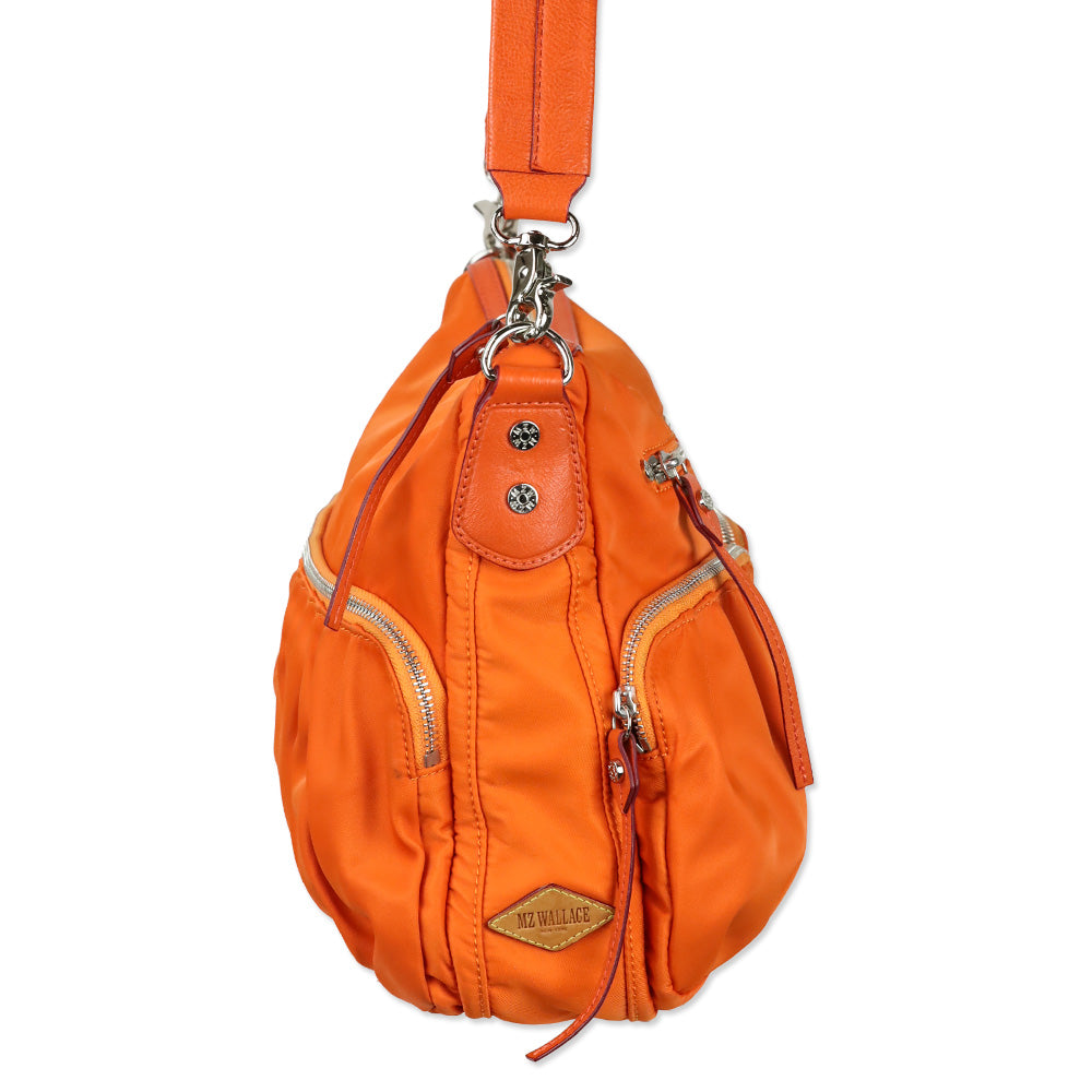 MZ Wallace Orange Paige Nylon Shoulder Bag