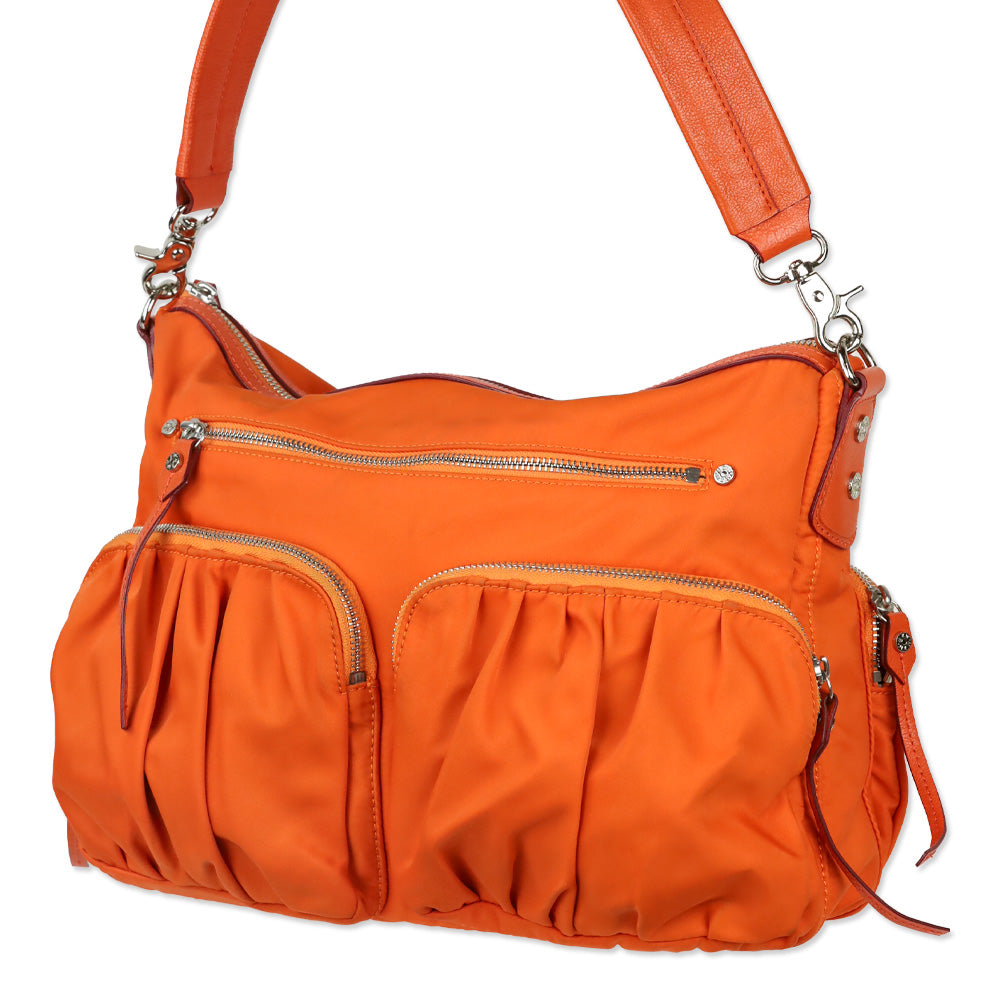 MZ Wallace Orange Paige Nylon Shoulder Bag