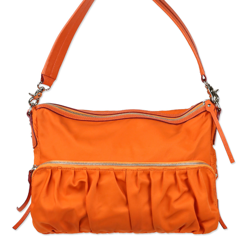 MZ Wallace Orange Paige Nylon Shoulder Bag