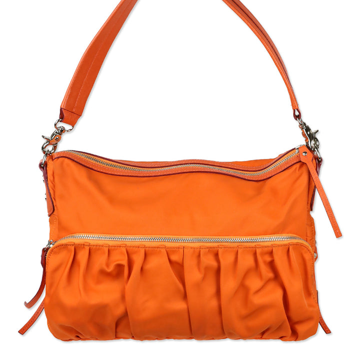 MZ Wallace Orange Paige Nylon Shoulder Bag
