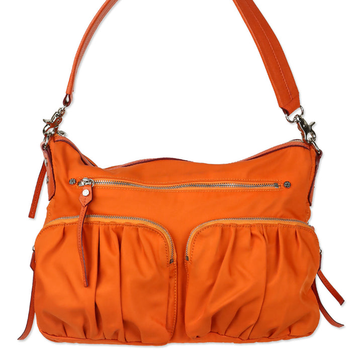 MZ Wallace Orange Paige Nylon Shoulder Bag
