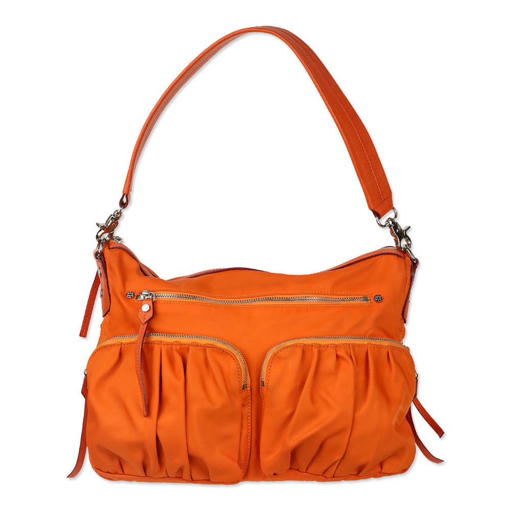 MZ Wallace Orange Paige Nylon Shoulder Bag