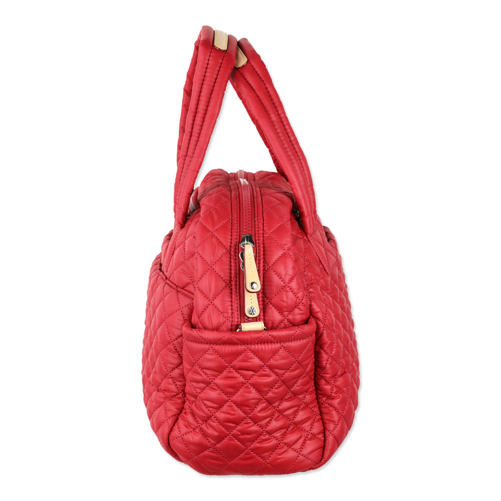 MZ Wallace Quilted Red Apple Nylon Jimmy Deluxe Travel Bag