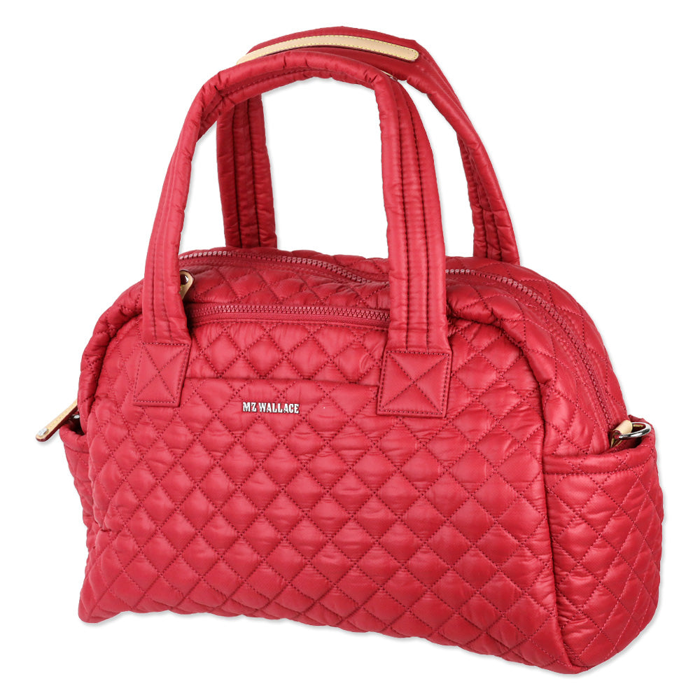 MZ Wallace Quilted Red Apple Nylon Jimmy Deluxe Travel Bag