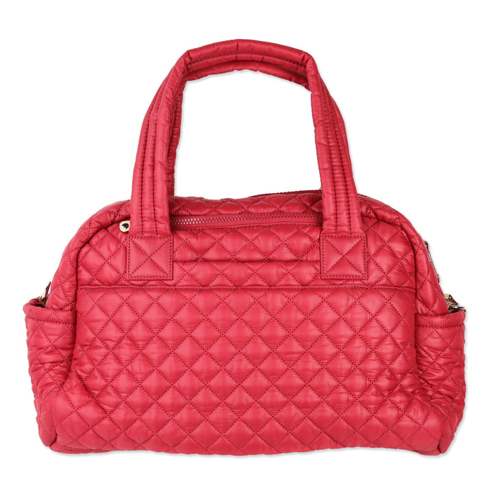 MZ Wallace Quilted Red Apple Nylon Jimmy Deluxe Travel Bag