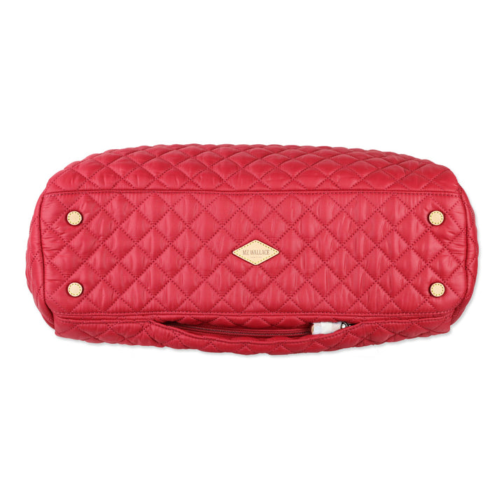 MZ Wallace Quilted Red Apple Nylon Jimmy Deluxe Travel Bag