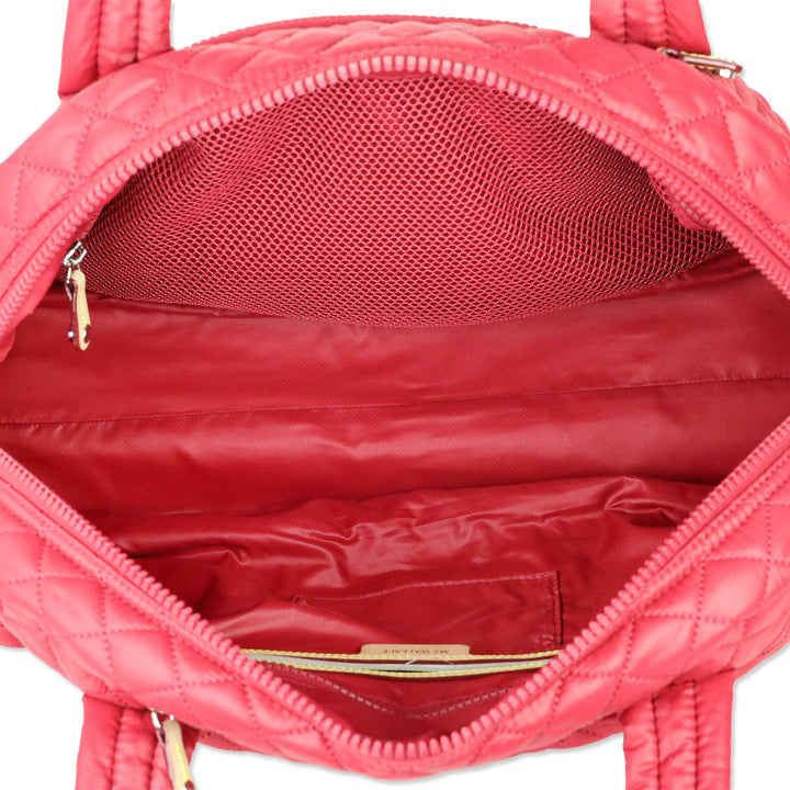 MZ Wallace Quilted Red Apple Nylon Jimmy Deluxe Travel Bag