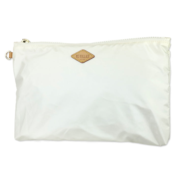 MZ Wallace White Nylon Large Zip Pouch