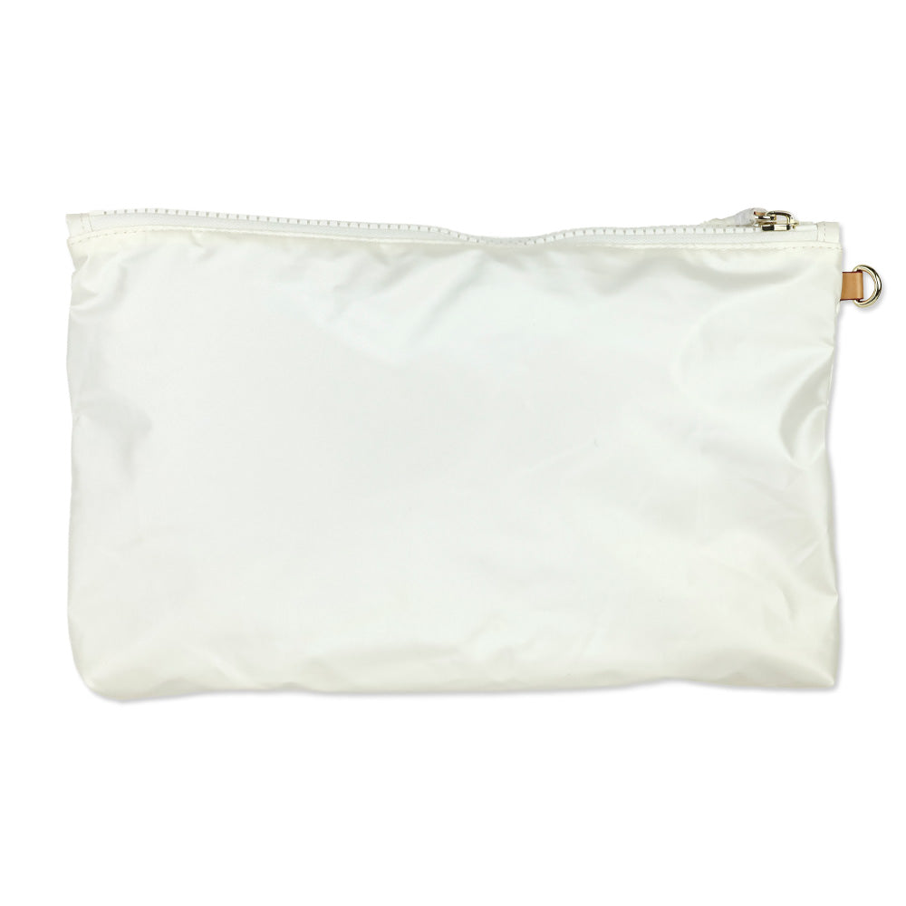 MZ Wallace White Nylon Large Zip Pouch