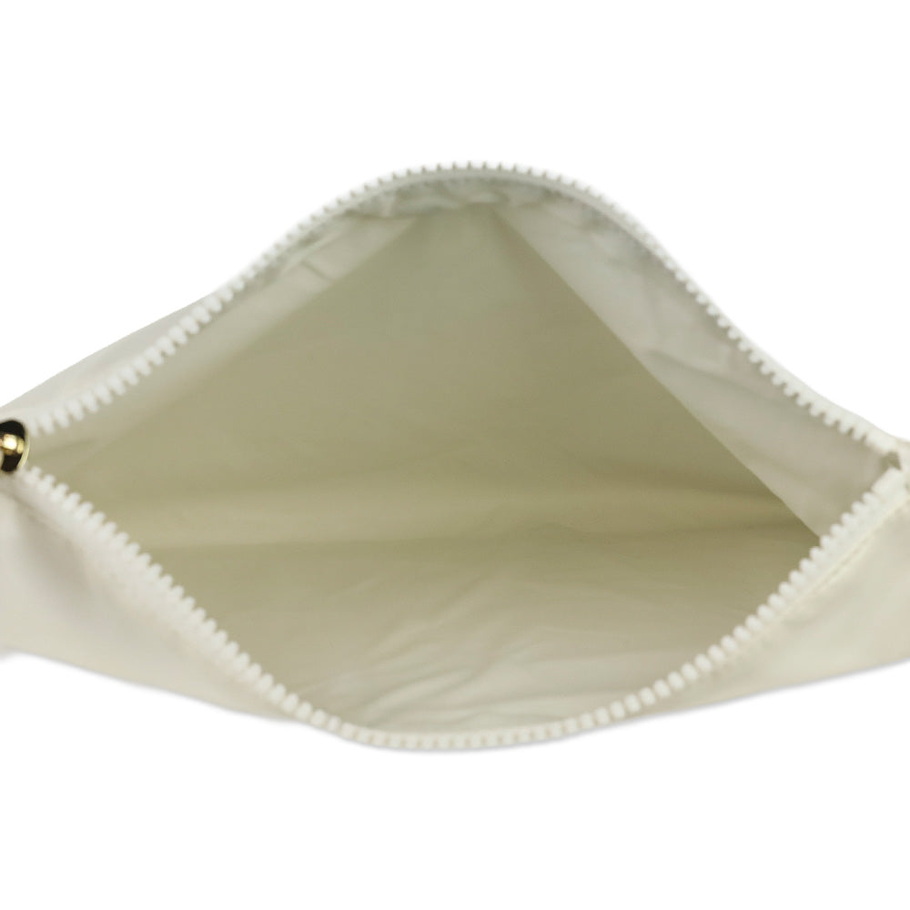 MZ Wallace White Nylon Large Zip Pouch