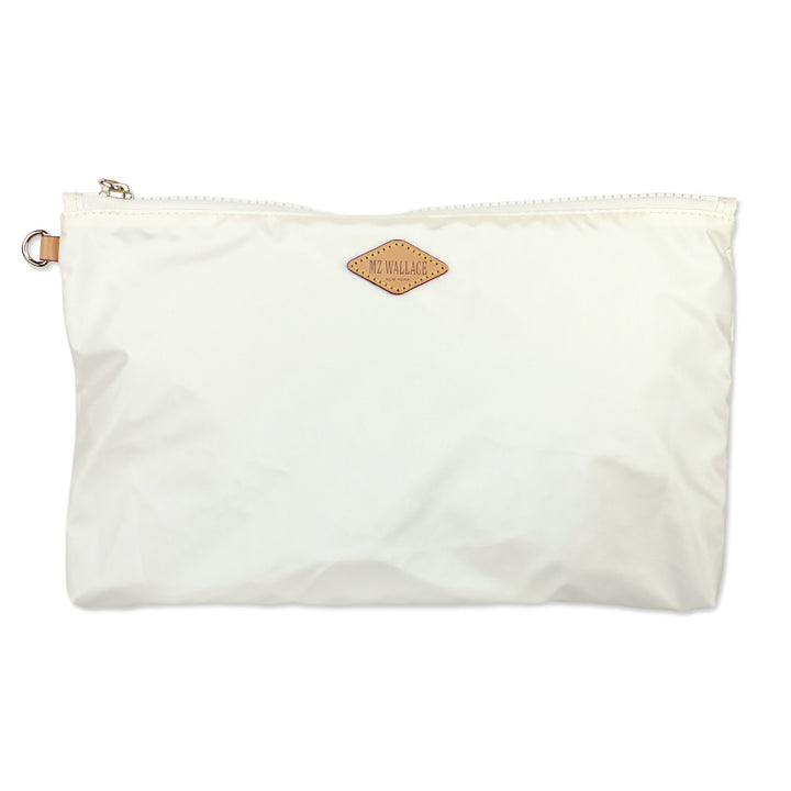 MZ Wallace White Nylon Large Zip Pouch