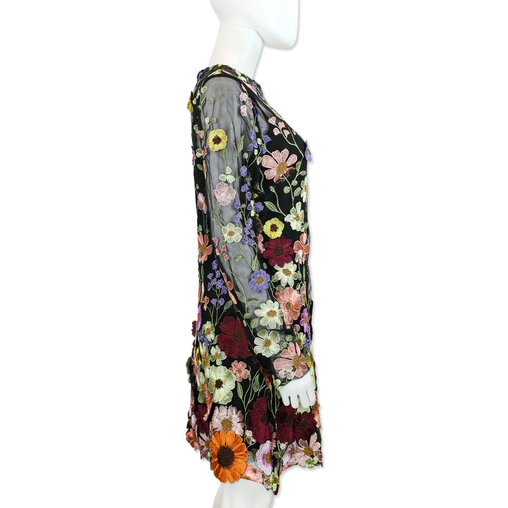 Mac Duggal Black Floral Embroidered Long Sleeve Mini Dress | DBLTKE Luxury Consignment Boutique Mac Duggal Black Floral Embroidered Long Sleeve Mini Dress | DBLTKE Luxury Consignment Boutique