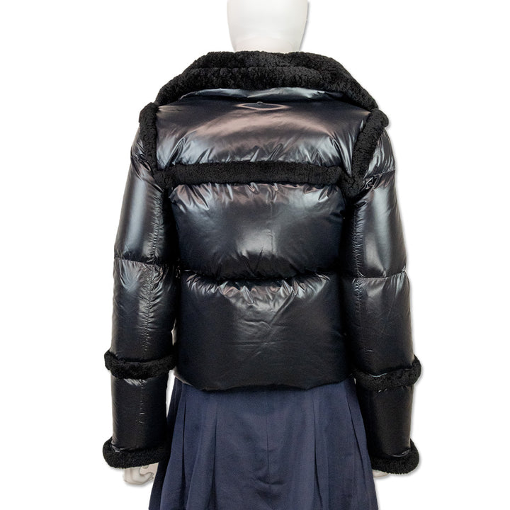 Mackage Black Shearling Cropped Down Jacket