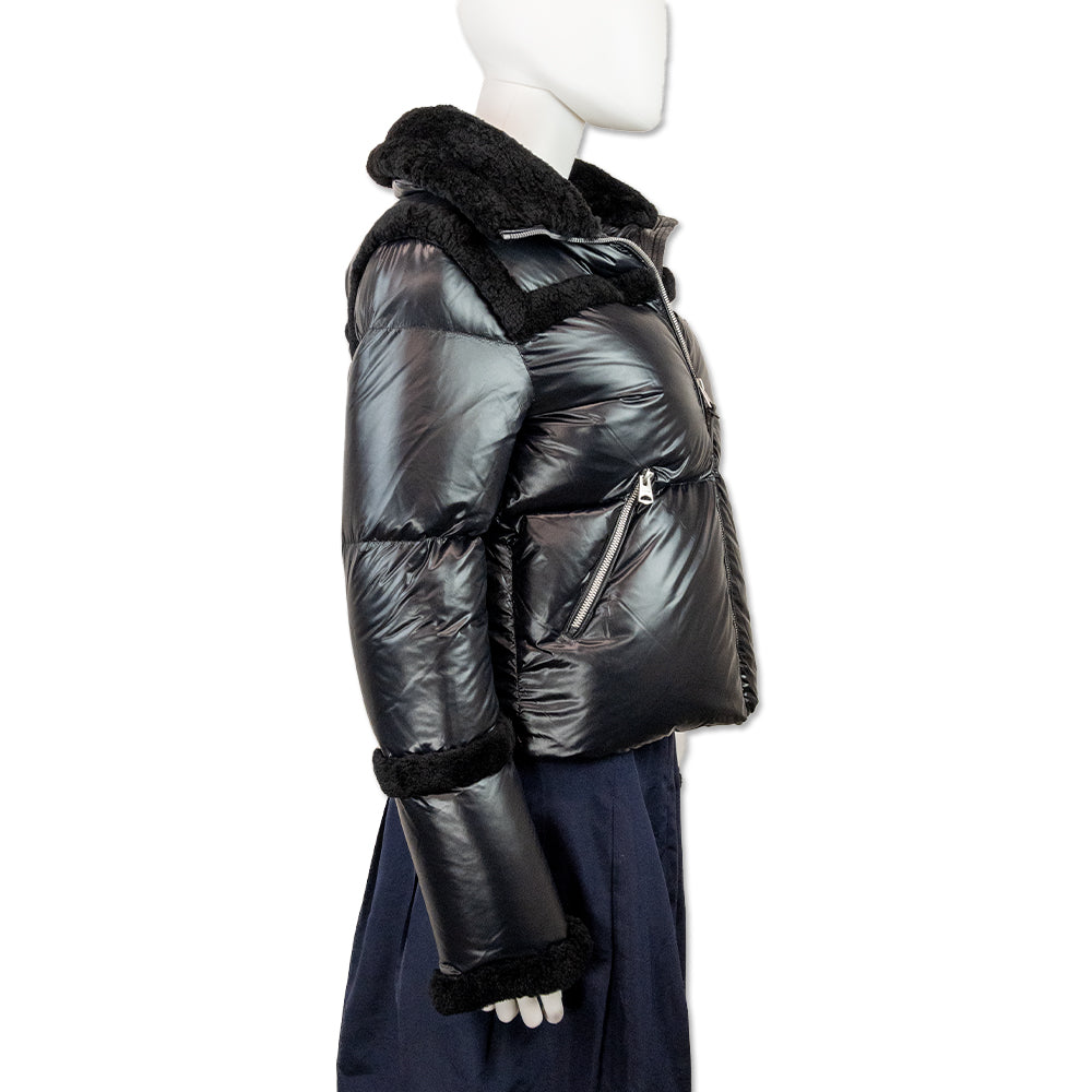 Mackage Black Shearling Cropped Down Jacket