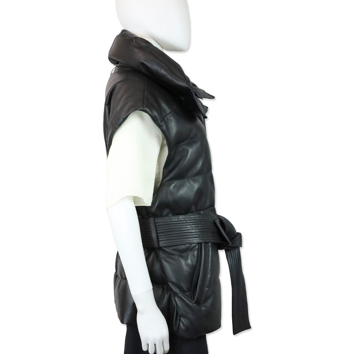 Mackage Zerina Leather Puffer Vest with Sash Belt