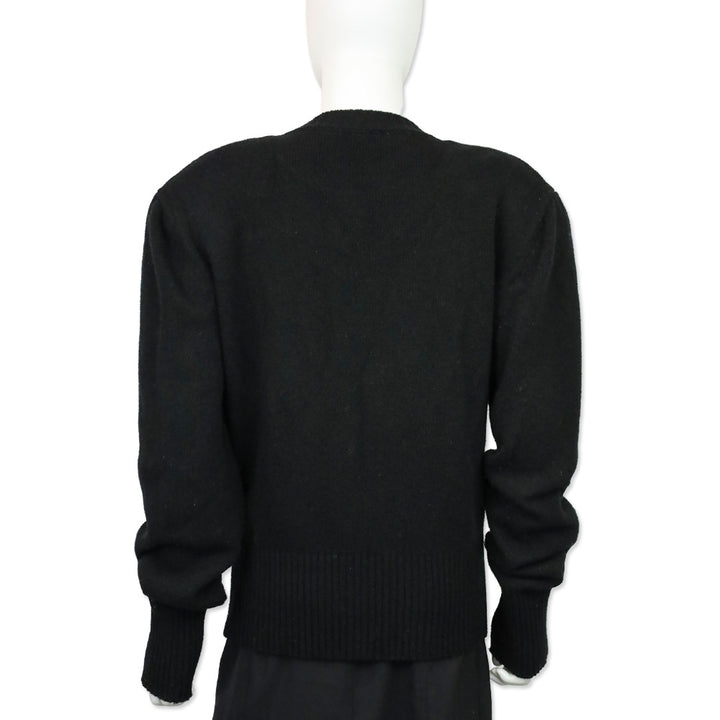 Magda Butrym Black Knit Snowflake Beaded Crewneck Sweater
