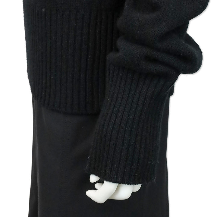 Magda Butrym Black Knit Snowflake Beaded Crewneck Sweater