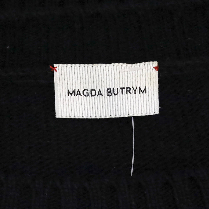 Magda Butrym Black Knit Snowflake Beaded Crewneck Sweater