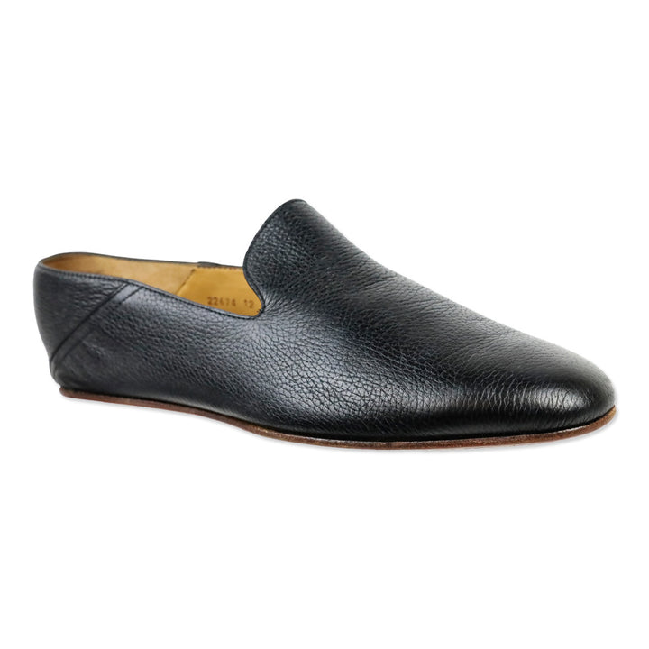Magnanni Vistas Black Grained Leather Minimal Slippers