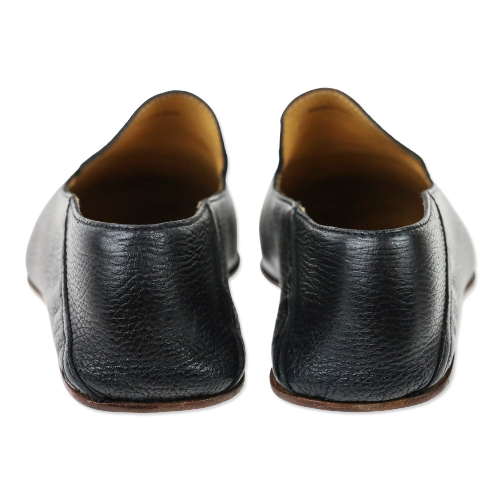 Magnanni Vistas Black Grained Leather Minimal Slippers