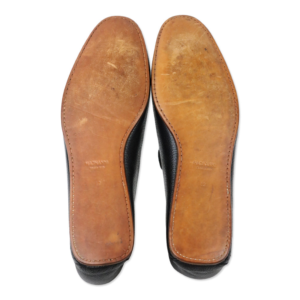 Magnanni Vistas Black Grained Leather Minimal Slippers