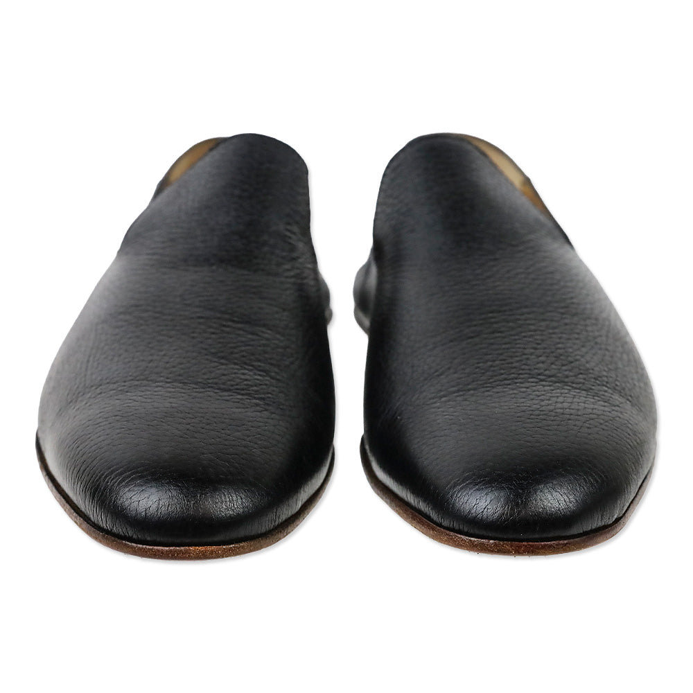 Magnanni Vistas Black Grained Leather Minimal Slippers