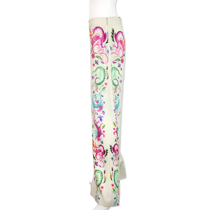 Maison Common Sand Wide Leg Dragon Printed Pants