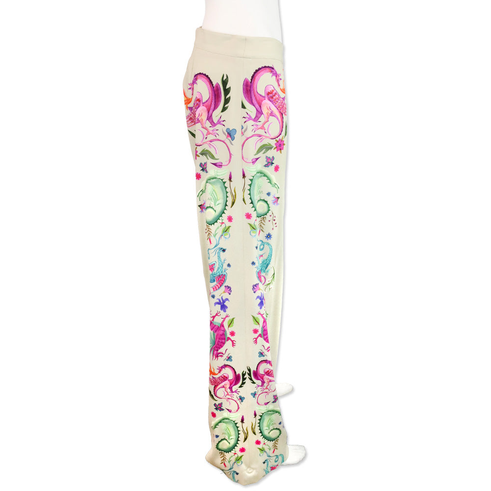Maison Common Sand Wide Leg Dragon Printed Pants