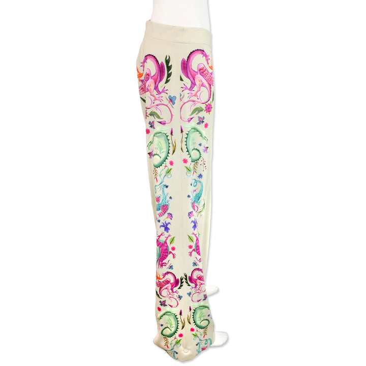 Maison Common Sand Wide Leg Dragon Printed Pants