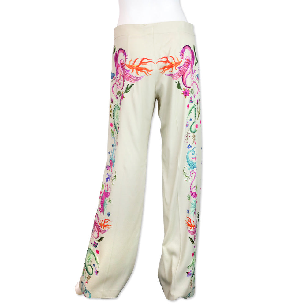 Maison Common Sand Wide Leg Dragon Printed Pants