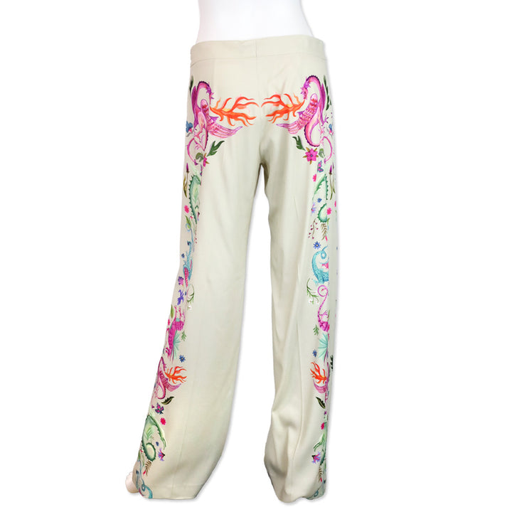 Maison Common Sand Wide Leg Dragon Printed Pants