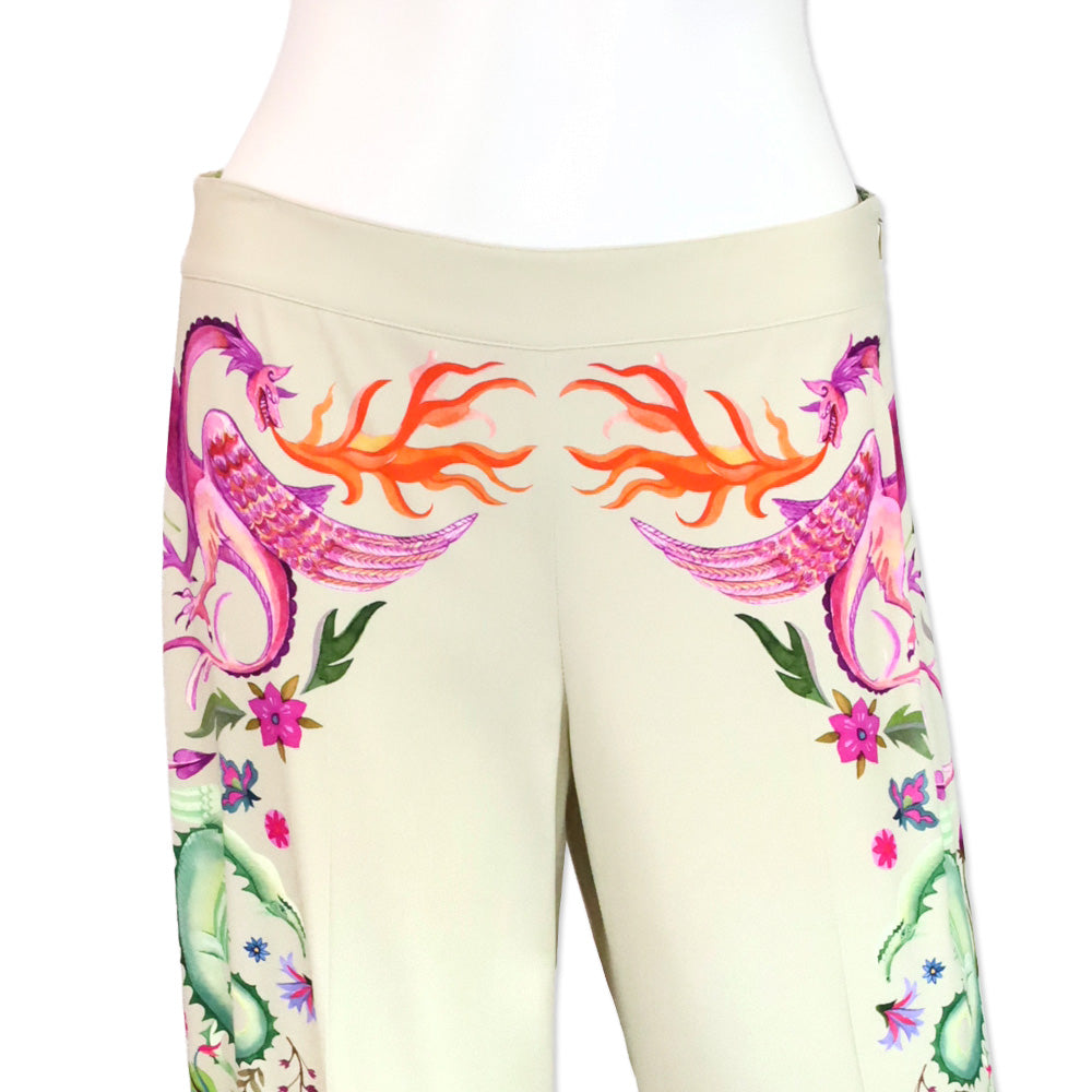 Maison Common Sand Wide Leg Dragon Printed Pants