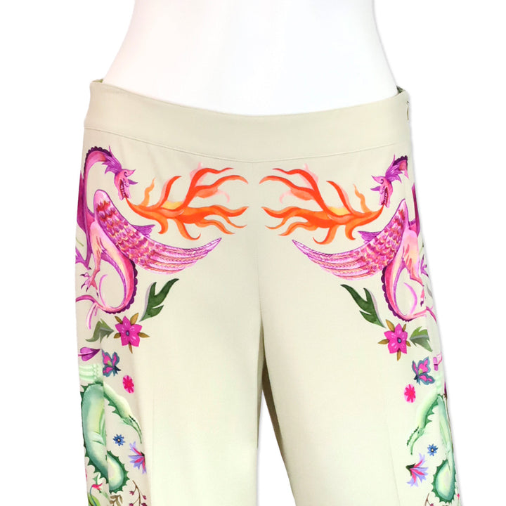 Maison Common Sand Wide Leg Dragon Printed Pants