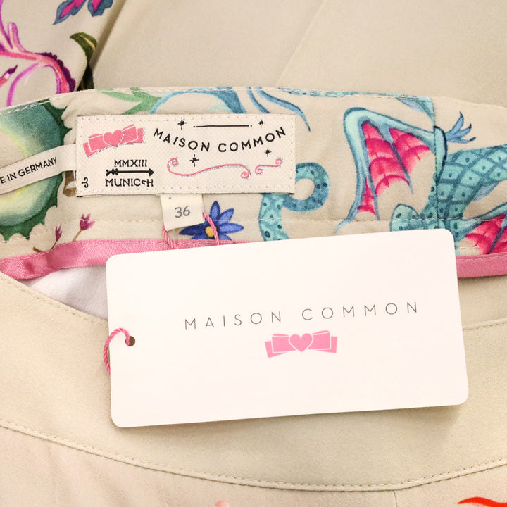 Maison Common Sand Wide Leg Dragon Printed Pants