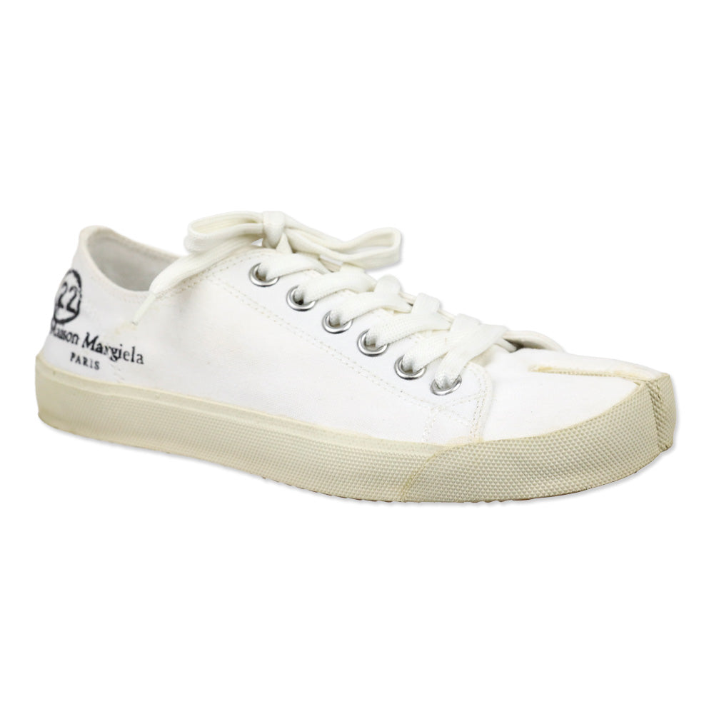 Maison Margiela White Canvas Logo Tabi Low-top Sneakers