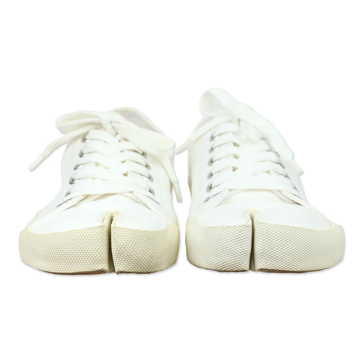 Maison Margiela White Canvas Logo Tabi Low-top Sneakers