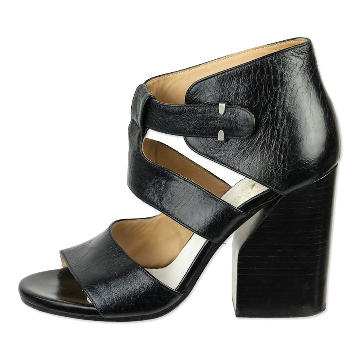 Maison Martin Margiela Black Leather Cutout Triple-Band Sandals