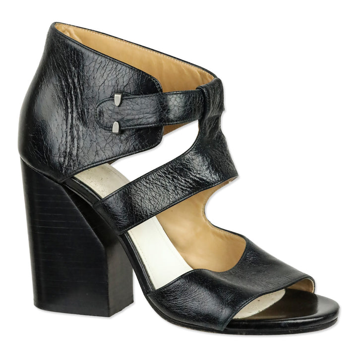 Maison Martin Margiela Black Leather Cutout Triple-Band Sandals
