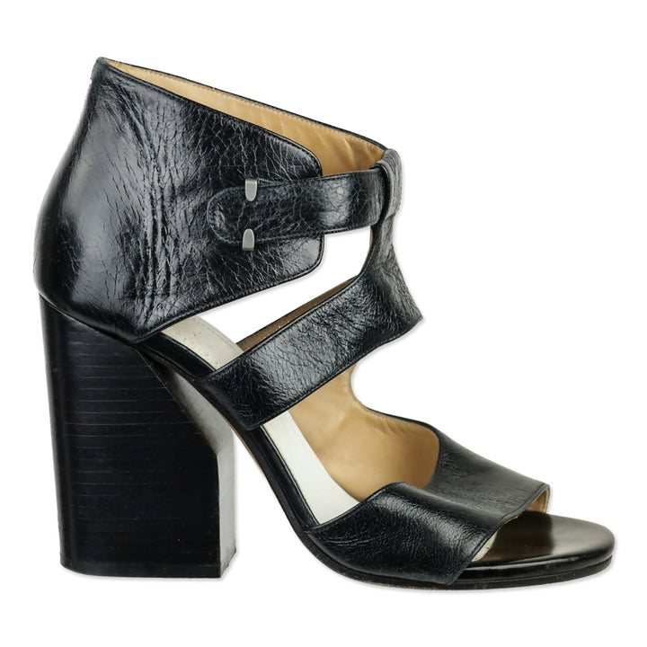 Maison Martin Margiela Black Leather Cutout Triple-Band Sandals