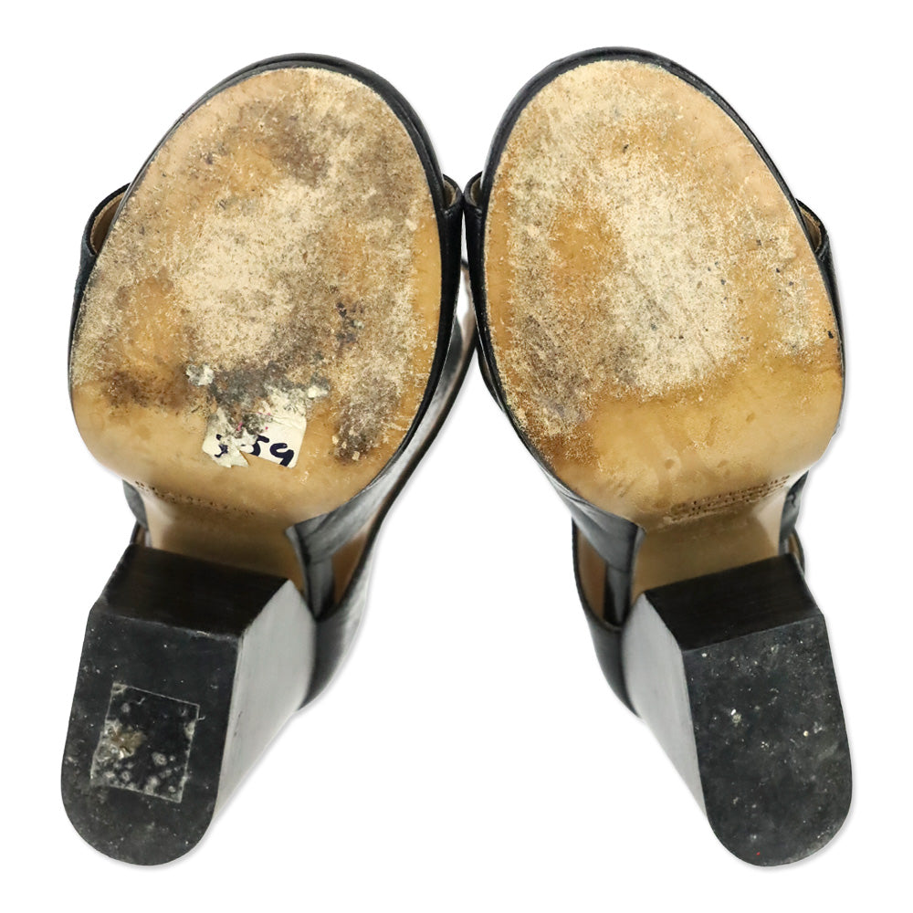 Maison Martin Margiela Black Leather Cutout Triple-Band Sandals