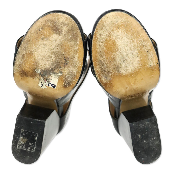 Maison Martin Margiela Black Leather Cutout Triple-Band Sandals