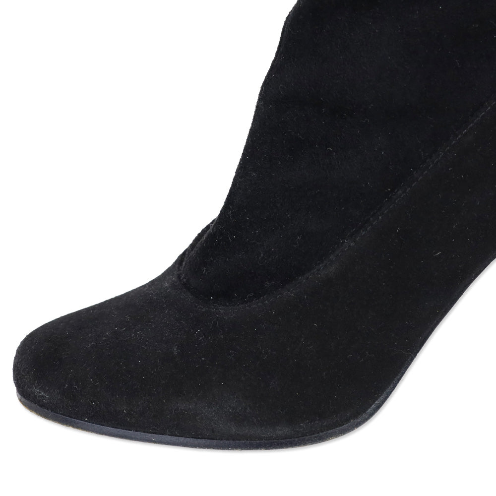 Maison Martin Margiela Black Suede Back Zip Ankle Bootie