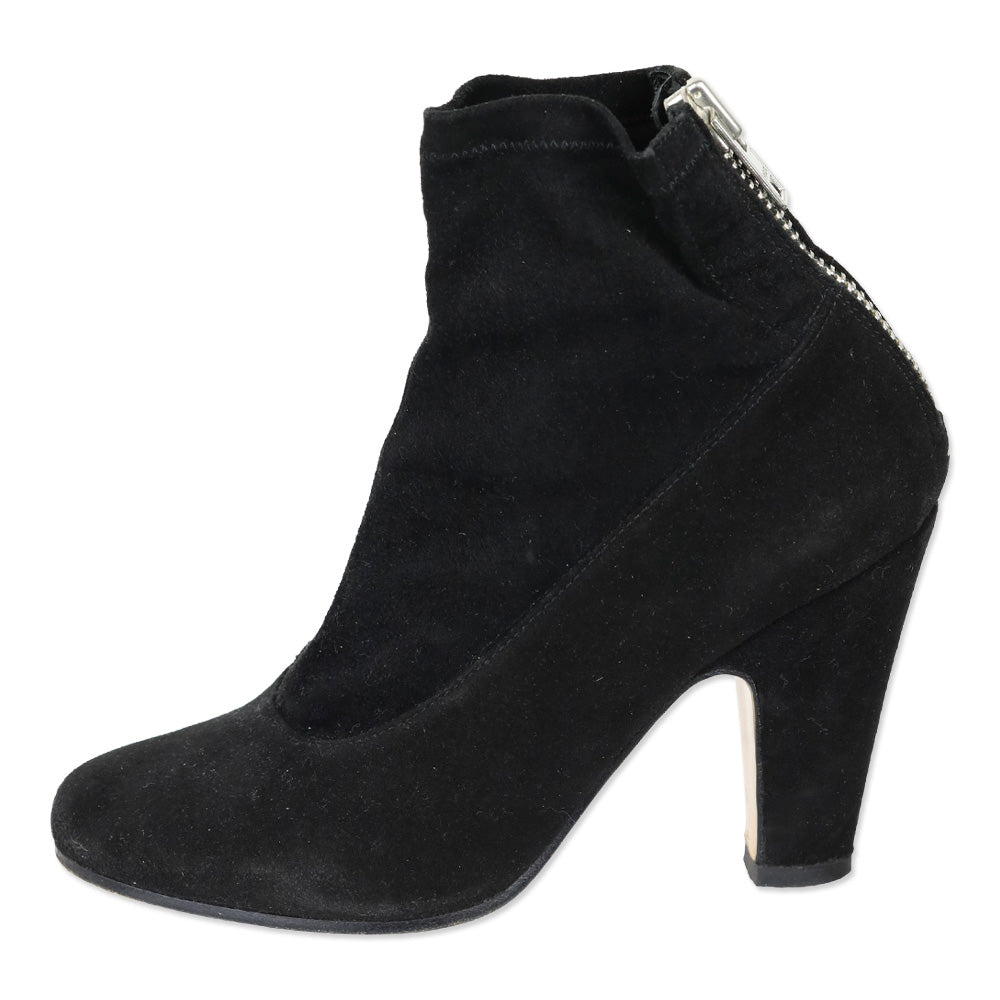 Maison Martin Margiela Black Suede Back Zip Ankle Bootie
