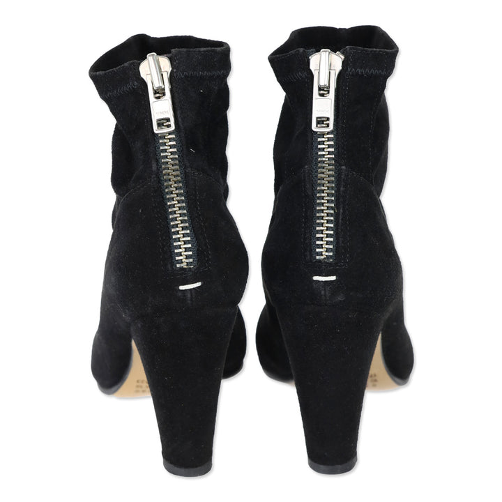 Maison Martin Margiela Black Suede Back Zip Ankle Bootie