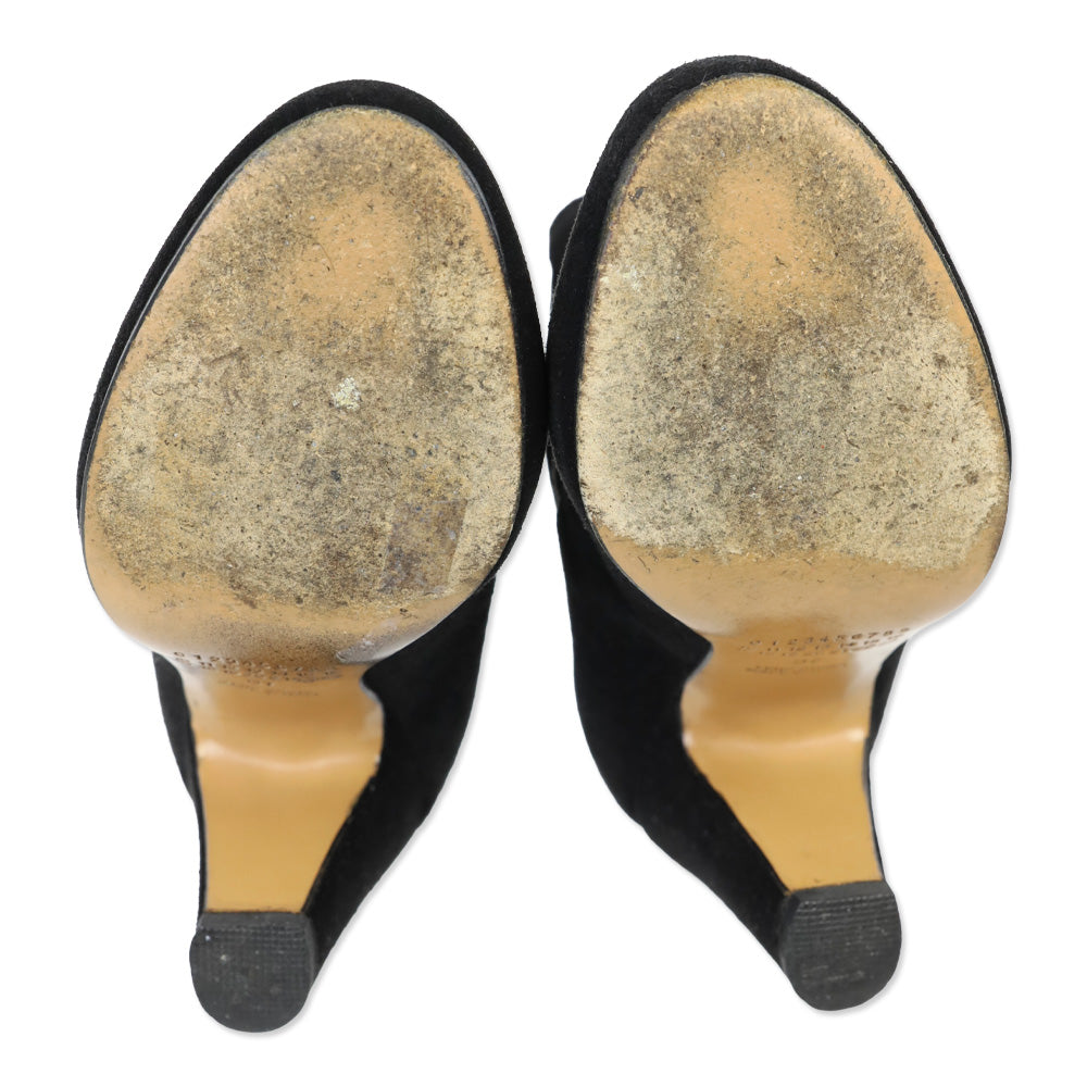 Maison Martin Margiela Black Suede Back Zip Ankle Bootie