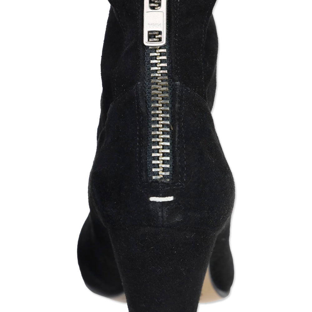 Maison Martin Margiela Black Suede Back Zip Ankle Bootie