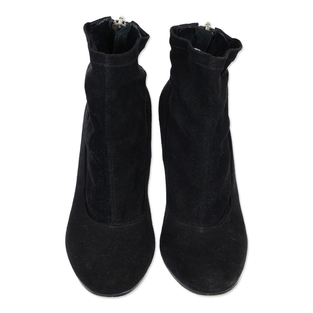 Maison Martin Margiela Black Suede Back Zip Ankle Bootie