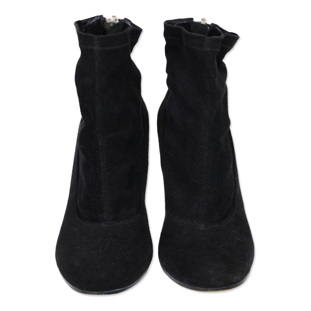 Maison Martin Margiela Black Suede Back Zip Ankle Bootie