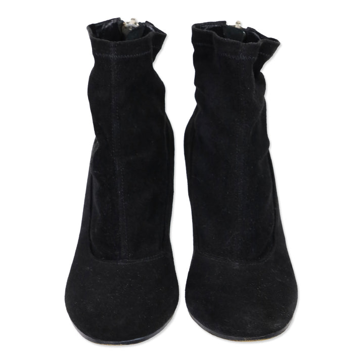 Maison Martin Margiela Black Suede Back Zip Ankle Bootie