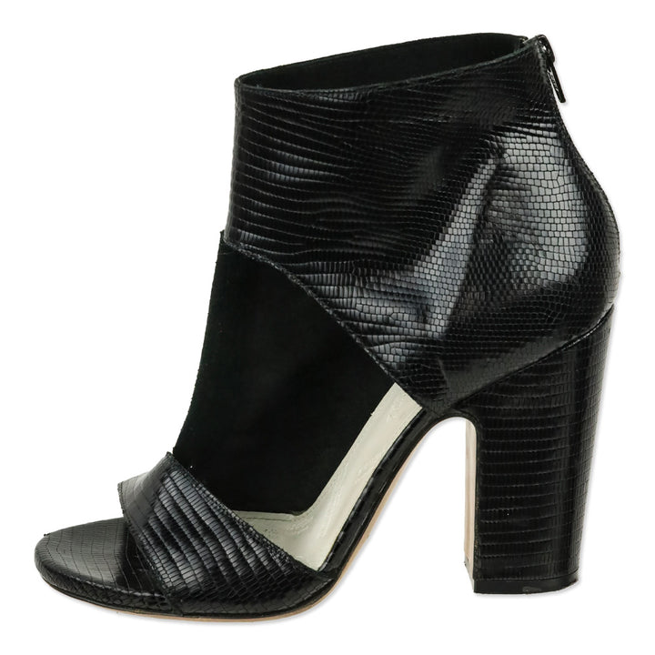 Maison Martin Margiela Black Suede & Lizard Embossed Cutout Sandal Bootie
